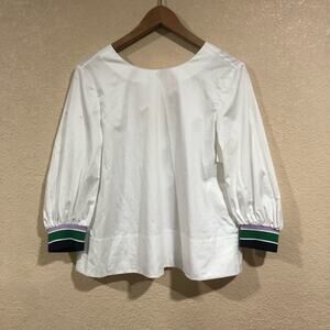 NWT Tibi white tech poplin popover with cutouts and snaps on back